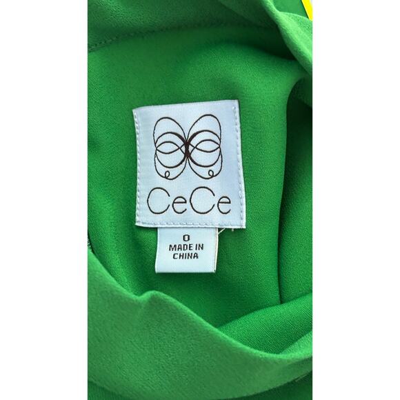 CeCe Womens A Line Short Sleeve Bow Neck Ruffle Hem Dress Size 0 Lush Green New - Picture 8 of 10